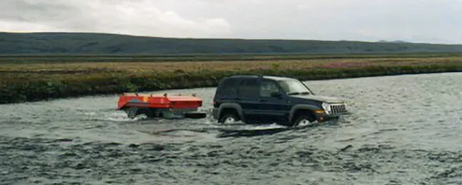 Aart Kok Zambezi Original tenttrailer vouwwagen in water IJsland cover
