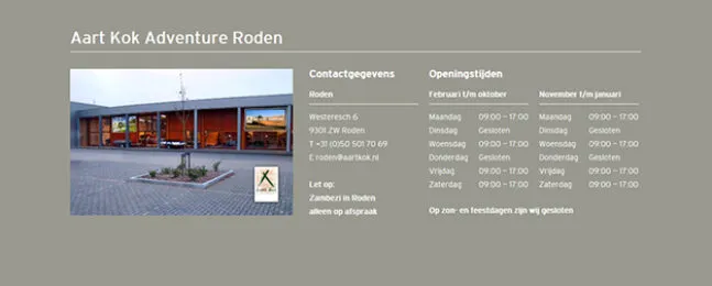 Openingstijden Aart Kok Adventure Roden