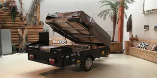 Aart Kok vouwwagen met Laden en Lossen met loungebank