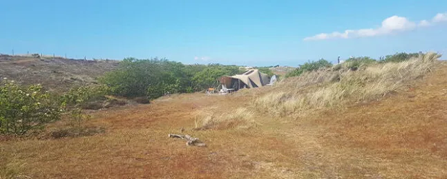 Aart Kok Tuareg vouwwagen op camping in de duinen