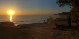 Zambezi River Lodge Hardtop tenttrailer met zonsondergang